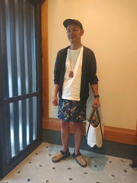「アイテム（サンダル）」を使った、ケムマキさん（メンズ・176cm・40代）の夏コーディネート