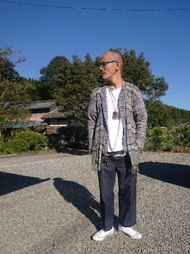 「OLD PARK（オールドパーク）のアイテム（トップス）」を使った、ケムマキさん（メンズ・176cm）の秋コーディネート
