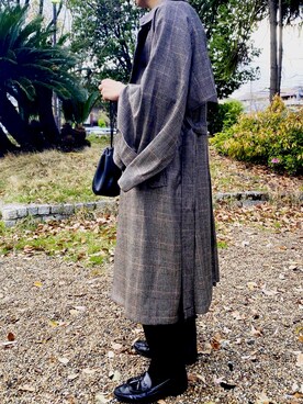 「stein」｜「アイテム（トレンチコート）」を使った、ムラサキさん（メンズ・176cm）の春コーディネート
