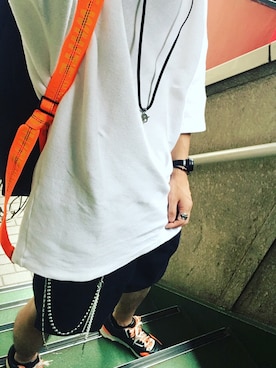 「off white（オフホワイト）のアイテム（バックパック/リュック）」を使った、sbyさん（メンズ・170cm）の夏コーディネート