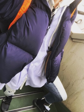 「off white」｜「アイテム（ダウンジャケット/コート）」を使った、sbyさん（メンズ・170cm）の冬コーディネート