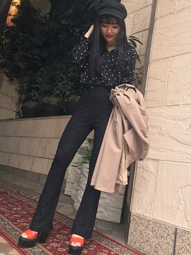 「ENVYM（アンビー）のアイテム（トレンチコート）」を使った、____AMIさん（レディース・166cm）の冬コーディネート