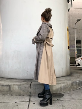「ENVYM（アンビー）のアイテム（トレンチコート）」を使った、____AMIさん（レディース・166cm）の秋コーディネート