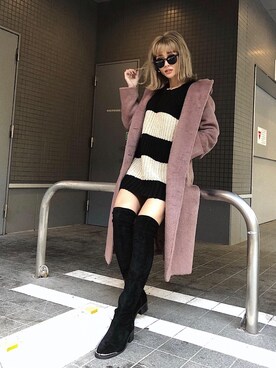 「ENVYM（アンビー）のアイテム（その他アウター）」を使った、____AMIさん（レディース・166cm）の冬コーディネート