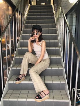 「ENVYM（アンビー）のアイテム（帽子）」を使った、____AMIさん（レディース・167cm）の夏コーディネート