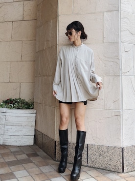 「ENVYM（アンビー）のアシメタックルーズＳＨ（シャツ/ブラウス）」を使った、____AMIさん（レディース・167cm）の夏コーディネート