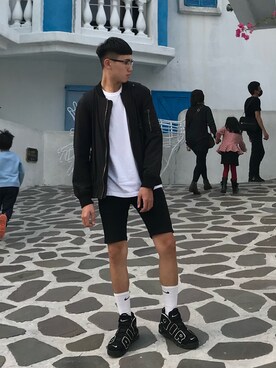 「NIKE（ナイキ）のアイテム（スニーカー、ブラック系）」を使った、Zackさん（メンズ・183cm）の夏コーディネート