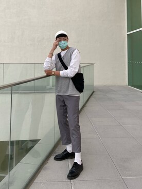 「Dr. Martens（ドクターマーチン）のアイテム（シューズ、ブラック系）」を使った、Zackさん（メンズ・183cm）の冬コーディネート