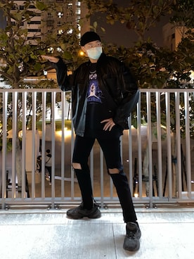「Reebok（リーボック）のアイテム（シューズ、ブラック系）」を使った、Zackさん（メンズ・183cm）の冬コーディネート