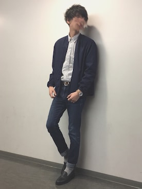 「KLEMAN（クレマン）のアイテム（スリッポン）」を使った、Rさん（メンズ・180cm）の秋コーディネート