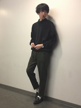 「KLEMAN（クレマン）のアイテム（スリッポン）」を使った、Rさん（メンズ・180cm）の冬コーディネート