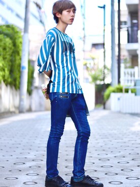 「SHAREEF（シャリーフ）のアイテム（スニーカー）」を使った、ht8mikoissさん（メンズ・175cm）の夏コーディネート