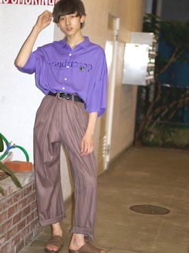 「SHAREEF（シャリーフ）のアイテム（サンダル）」を使った、ht8mikoissさん（メンズ・175cm）の夏コーディネート