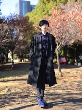 「シャリーフ(SHAREEF)」｜「アイテム（チェスターコート）」を使った、ht8mikoissさん（メンズ・175cm）の秋コーディネート