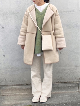 「ピスタチオ」｜「アイテム（ムートンコート）」を使った、kanonさん（レディース・162cm）の冬コーディネート
