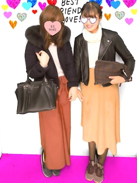 「テラコッタ」｜「アイテム（ダッフルコート）」を使った、 R i n ❤︎さん（レディース・162cm）の冬コーディネート