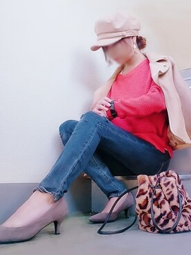 「ワッフルニット」｜「アイテム（ジャケット/アウター）」を使った、c-h-u-r-a 。さん（レディース・153cm）の秋コーディネート