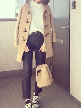 「UNITED ARROWS（ユナイテッドアローズ）のアイテム（ダッフルコート）」を使った、hito.wearさん（レディース・164cm）の冬コーディネート