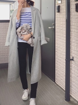 「スプリングSENSEOFPLACE」｜「アイテム（チェスターコート）」を使った、hito.wearさん（レディース・164cm）の冬コーディネート