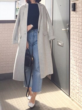 「リーバイス501」｜「アイテム（チェスターコート）」を使った、hito.wearさん（レディース・164cm）の春コーディネート
