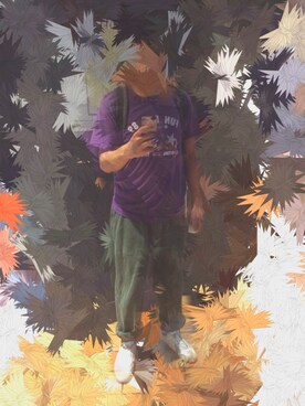 「VINTAGE（ヴィンテージ）のHead x Love 標到的舒適80s 路跑 t-shit（Tシャツ/カットソー、パープル系）」を使った、jack4806380さん（メンズ・173cm）の秋コーディネート