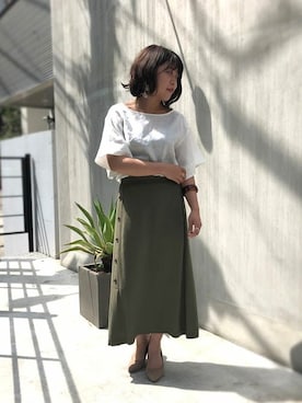 「フレンチリネン」｜nano・universe lady's　STAFFさん（レディース・156cm）の春コーディネート