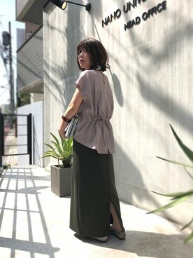「NANO universe（ナノユニバース）のアイテム（パンプス）」を使った、nano・universe lady's　STAFFさん（レディース・156cm）の春コーディネート