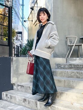 「NANO universe（ナノユニバース）のアイテム（ブルゾン）」を使った、nano・universe lady's　STAFFさん（レディース・156cm）の冬コーディネート