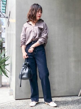 「NANO universe（ナノユニバース）のアイテム（バレエシューズ）」を使った、nano・universe lady's　STAFFさん（レディース・156cm）の冬コーディネート