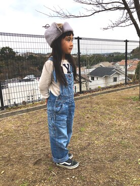 「おんなのこコーデ」｜「アイテム（サロペット/オーバーオール）」を使った、seriさん（キッズ・110cm）の冬コーディネート