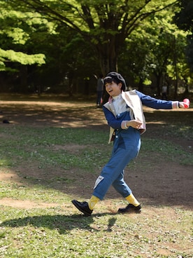 「ピクニック」｜「アイテム（オールインワン・サロペット）」を使った、shunPEIさん（メンズ・172cm）の春コーディネート