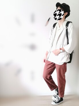 「ノーカラー」｜「アイテム（キャスケット）」を使った、あさっぴーさん（メンズ・175cm）の秋コーディネート