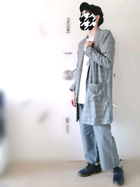 「グレンチェック」｜「アイテム（キャスケット）」を使った、あさっぴーさん（メンズ・175cm）の秋コーディネート