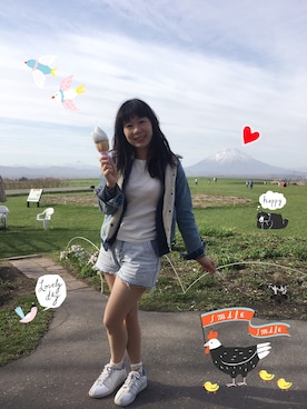 「shorts」｜「アイテム（ジャケット/アウター）」を使った、Tsubomiさん（レディース・159cm）の春コーディネート