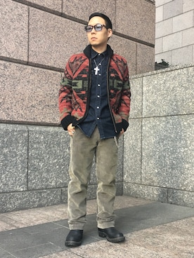 「CHROME HEARTS（クロムハーツ）のアイテム」を使った、DAIKIさん（メンズ・163cm）の冬コーディネート