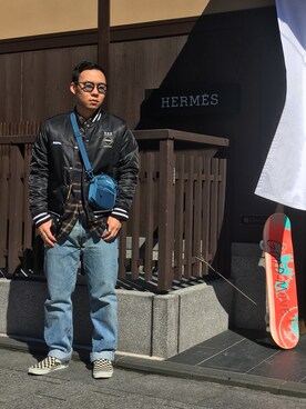 「HERMES」｜「アイテム（ブルゾン）」を使った、DAIKIさん（メンズ・163cm）の春コーディネート