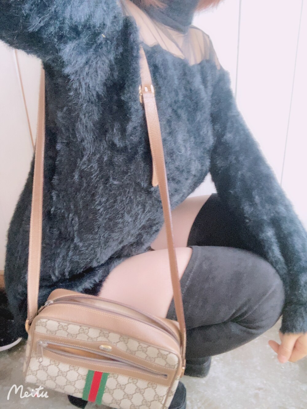 「GRLのスクエアトゥロングブーツ（ブーツ、ホワイト系）」を使った、U!さん（レディース・156cm）の冬コーディネートの1枚目の写真