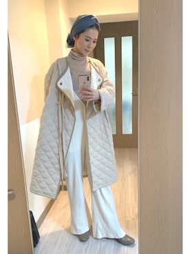 「ROKU」｜「アイテム（オールインワン・サロペット）」を使った、emaemiさん（レディース・163cm）の冬コーディネート