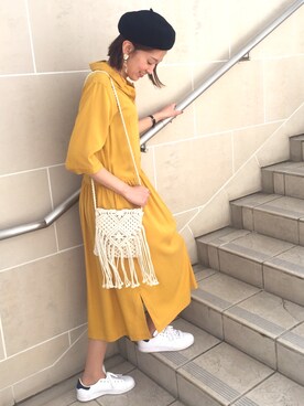 「Casselini（キャセリーニ）のアイテム（ハンチング/ベレー帽）」を使った、nami.kさん（レディース・171cm）の春コーディネート