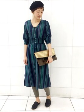 「Casselini（キャセリーニ）のアイテム（ハンチング/ベレー帽）」を使った、nami.kさん（レディース・171cm）の春コーディネート