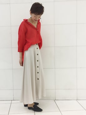 「シア―ブラウス」｜「アイテム（その他）」を使った、nami.kさん（レディース・171cm）の春コーディネート
