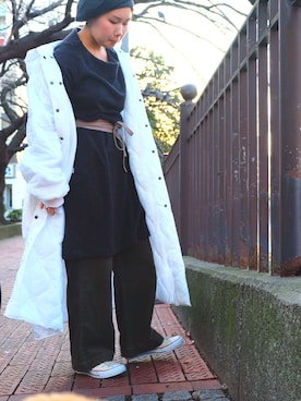 「キルティングコート」｜で んさん（レディース・156cm）の春コーディネート