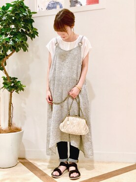 エアリーリネンコットンキャミワンピースを使った人気ファッションコーディネート Wear