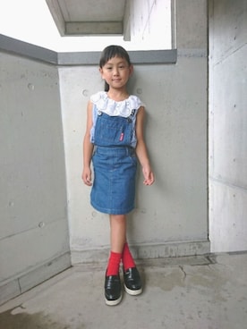 「スカラップ」｜「アイテム（ローファー）」を使った、harukaさん（キッズ・110cm）の夏コーディネート