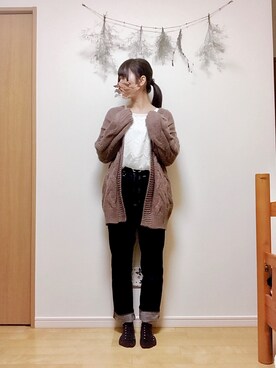 「ハイウエストストレートジーンズ」｜𓆟しおん𓆟さん（レディース・161cm）の秋コーディネート