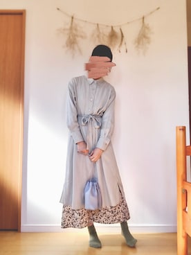 「ピスタチオ」｜「アイテム（シャツワンピース）」を使った、𓆟しおん𓆟さん（レディース・161cm）の春コーディネート