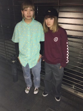 「BEN DAVIS（ベンデイビス）のアイテム（パンツ）」を使った、優さん（レディース・153cm）の夏コーディネート