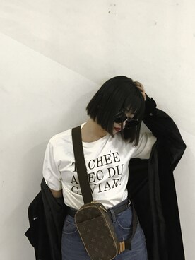 「ベロア」｜「アイテム（トレンチコート）」を使った、yamamaiさん（レディース・164cm）の春コーディネート