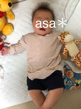 「ボーダーリンク」｜asa＊さん（キッズ・70cm）の秋コーディネート