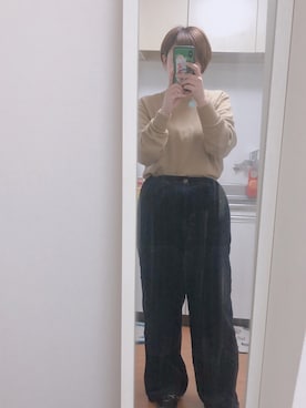 「niko and...（ニコアンド）のハギコールワークパンツ（その他パンツ、ブルー系）」を使った、miinaamii!!さん（レディース）の秋コーディネート